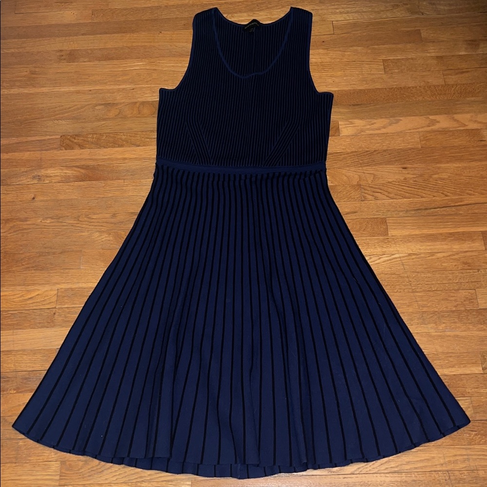 Banana Republic Blue and Black Striped  Midi Dress